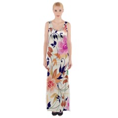 Abstract Floral Background Thigh Split Maxi Dress by kyorashop23