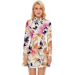 Abstract Floral Background Long Sleeve Velour Longline Dress by kyorashop23