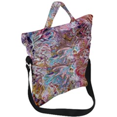 Abstract Waves Fold Over Handle Tote Bag by kaleidomarblingart