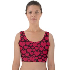 Valentines Day Hearts Pattern Love Red Velvet Crop Top by Maspions