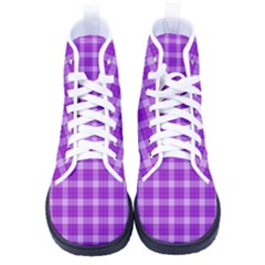 Purple Plaid Tartan 3 Kid s High-top Canvas Sneakers by dressshop