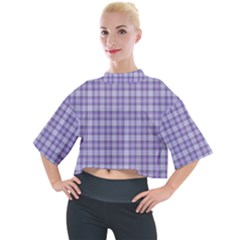 Purple Plaid Tartan 2 Mock Neck T-shirt