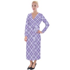 Purple Plaid Tartan 2 Diagonal Velvet Maxi Wrap Dress by dressshop