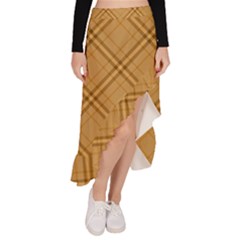 Autumn Fall Plaid Tartan 1 Diagonal Asymmetrical Ruffle Hem Skirt  by dressshop