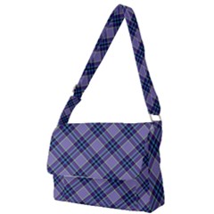 Purple Plaid Tartan 1 Diagonal Full Print Messenger Bag (s) by dressshop