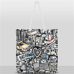 Doodle New York City Nyc Full Print Rope Handle Tote (large) by Salmanaz77