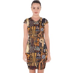 3d Letters Macro Wooden Letters Letters Textures Capsleeve Drawstring Dress  by Salmanaz77