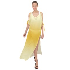 Cream Yellow To Amber Orange Bilinear Gradient Maxi Chiffon Cover Up Dress by GradientsOmbre