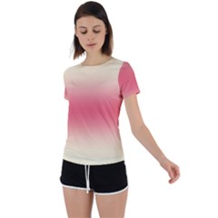 Cream Yellow To Crimson Red Bilinear Gradient Back Circle Cutout Sports T-shirt by GradientsOmbre