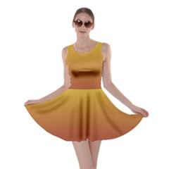 Electric Yellow To Burgundy Red Linear Gradient Skater Dress by GradientsOmbre