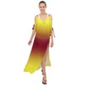 Electric Yellow To Burgundy Red Bilinear Gradient Maxi Chiffon Cover Up Dress View1