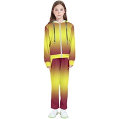 Burgundy Red To Electric Yellow Bilinear Gradient Kids  Tracksuit by GradientsOmbre