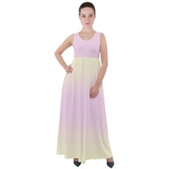 Cream Yellow To Pink Lace Bilinear Gradient Empire Waist Velour Maxi Dress by GradientsOmbre