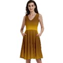 Amber Orange To Chocolate Brown Bilinear Gradient Sleeveless V-Neck Skater Dress with Pockets View1