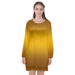 Chocolate Brown To Amber Orange Bilinear Gradient Long Sleeve Chiffon Shift Dress  by GradientsOmbre