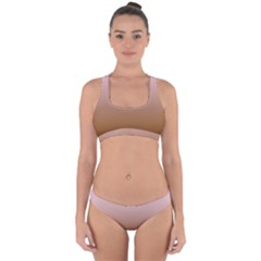 Pink Lace To Chocolate Brown Linear Gradient Cross Back Hipster Bikini Set