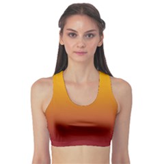 Amber Orange To Burgundy Red Linear Gradient Fitness Sports Bra by GradientsOmbre