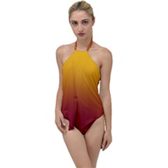 Amber Orange To Burgundy Red Linear Gradient Go With The Flow One Piece Swimsuit by GradientsOmbre