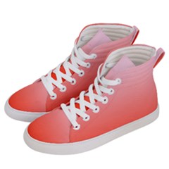 Pink Lace To Scarlet Red Linear Gradient Men s Hi-top Skate Sneakers by GradientsOmbre