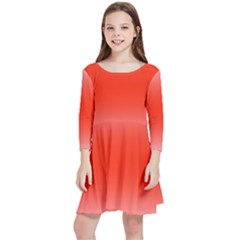 Pink Lace To Scarlet Red Bilinear Gradient Kids  Quarter Sleeve Skater Dress by GradientsOmbre