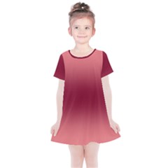 Coral Pink To Burgundy Red Bilinear Gradient Kids  Simple Cotton Dress by GradientsOmbre