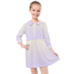 Cream Yellow To Pale Violet Linear Gradient Kids  Quarter Sleeve Shirt Dress by GradientsOmbre