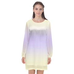 Cream Yellow To Pale Violet Bilinear Gradient Long Sleeve Chiffon Shift Dress  by GradientsOmbre