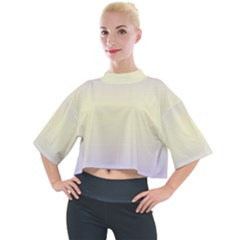 Pale Violet To Cream Yellow Bilinear Gradient Mock Neck T-shirt