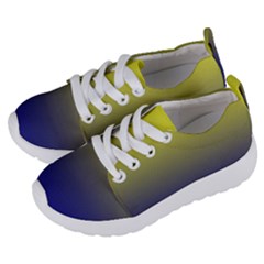 Electric Yellow To Navy Blue Linear Gradient Kids  Lightweight Sports Shoes by GradientsOmbre