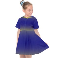 Electric Yellow To Navy Blue Bilinear Gradient Kids  Sailor Dress by GradientsOmbre