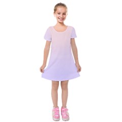 Pale Pink To Pale Violet Linear Gradient Kids  Short Sleeve Velvet Dress by GradientsOmbre