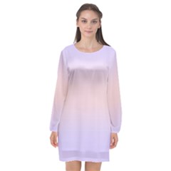 Pale Violet To Pale Pink Bilinear Gradient Long Sleeve Chiffon Shift Dress  by GradientsOmbre