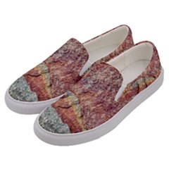 Red And Gray Rock Texture Print Men s Canvas Slip Ons by dflcprintsclothing