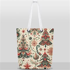 Christmas Tree Snow Full Print Rope Handle Tote (small) by Bedest