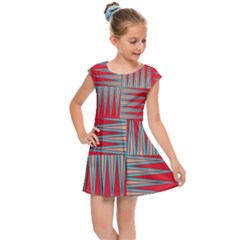 Zigzag Pattern Chevron Red Kids  Cap Sleeve Dress by Bedest