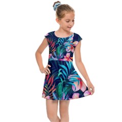 Hawaiian Flowers Hawaii Kids  Cap Sleeve Dress by Cemarart