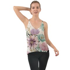 Flowers Pattern Floral Chiffon Cami by Sabxi