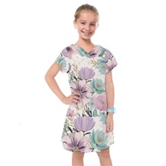 Flowers Pattern Floral Kids  Drop Waist Dress by Sabxi