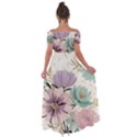 Flowers Pattern Floral Off Shoulder Open Front Chiffon Dress View2