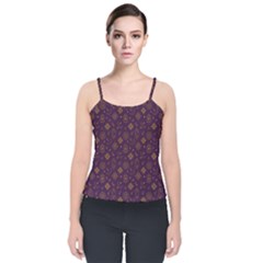 Moon Stars Pattern Velvet Spaghetti Strap Top by Sabxi