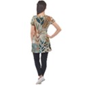 Leaves Pattern Flora Puff Sleeve Tunic Top View2