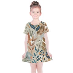 Leaves Pattern Flora Kids  Simple Cotton Dress by Sabxi