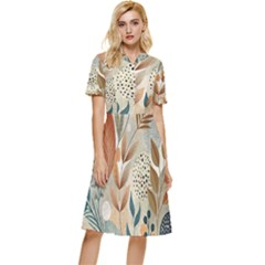 Leaves Pattern Flora Button Top Knee Length Dress by Sabxi