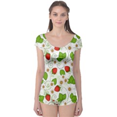 Strawberry Fruit Pattern Leaves Boyleg Leotard  by Sabxi