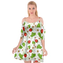 Strawberry Fruit Pattern Leaves Cutout Spaghetti Strap Chiffon Dress by Sabxi