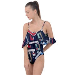 Abstract Case Drape Piece Swimsuit by kyorashop23