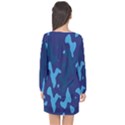 Blue Camouflage Pattern Long Sleeve Chiffon Shift Dress  View2