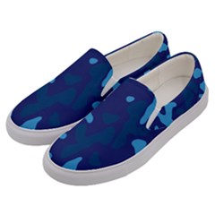 Blue Camouflage Pattern Men s Canvas Slip Ons by kyorashop23