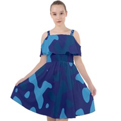 Blue Camouflage Pattern Cut Out Shoulders Dress by kyorashop23