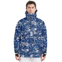 Blue, Camouflage, Cool, Navy, New, Pattern Men s Pullover Zip Ski And Snowboard Waterproof Breathable Jacket by kyorashop23